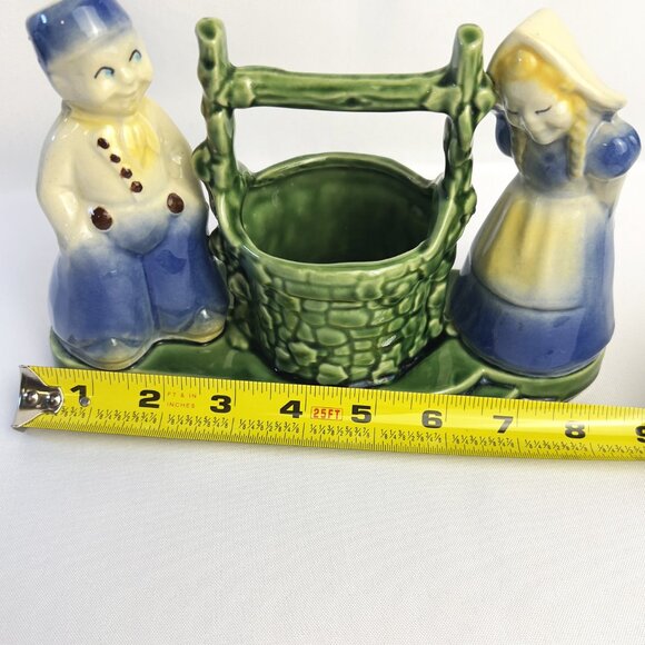 Shawnee Pottery Wishing Well Planter #710 Vintage USA Dutch Couple 1940s - Picture 7 of 8